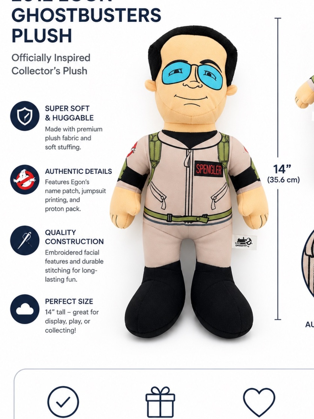 Ghost busters Plush Toy - Beige, Black & Blue - Licensed Ghostbusters Plush